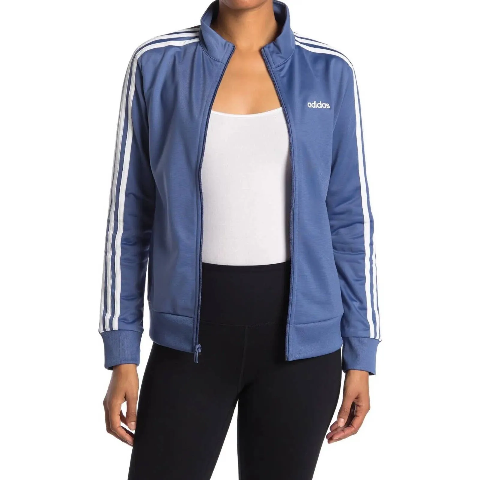 Adidas Ladies 3-Stripe Tricot Track Jacket Crew Blue