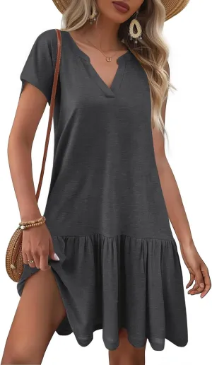 AI'MAGE Womens Swimsuit Coverups Bikini Beach Swimwear Cover Up V Neck Bathing Suit Cover Up Dress A-line Beach Dress