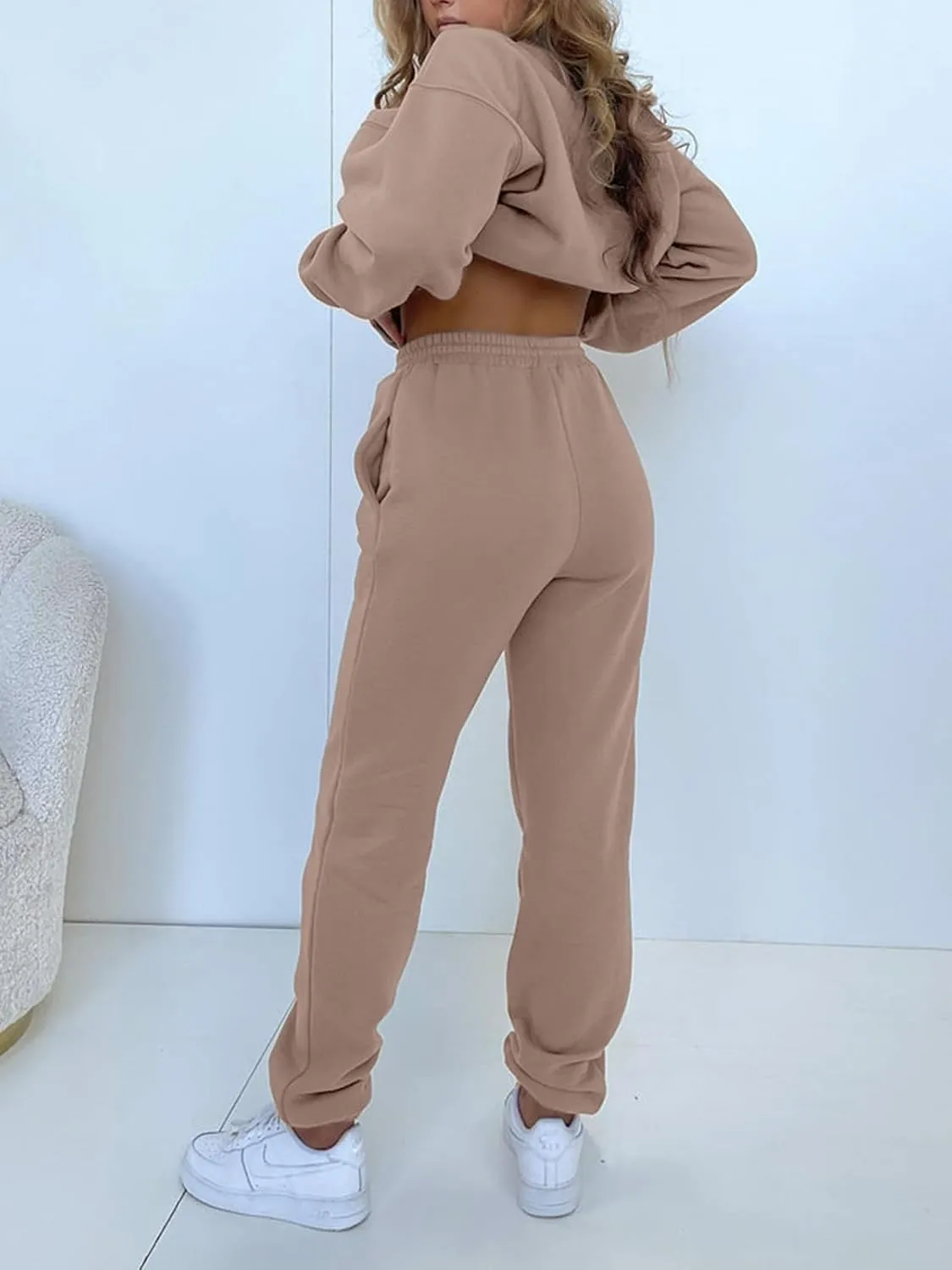 Alunzoem Jogger Sets for Women 2 Piece Sweatsuit Outfits Long Sleeve Pullover Sweatshirt Pants Set Tracksuit