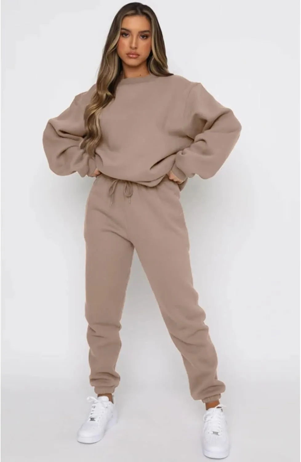 Alunzoem Jogger Sets for Women 2 Piece Sweatsuit Outfits Long Sleeve Pullover Sweatshirt Pants Set Tracksuit