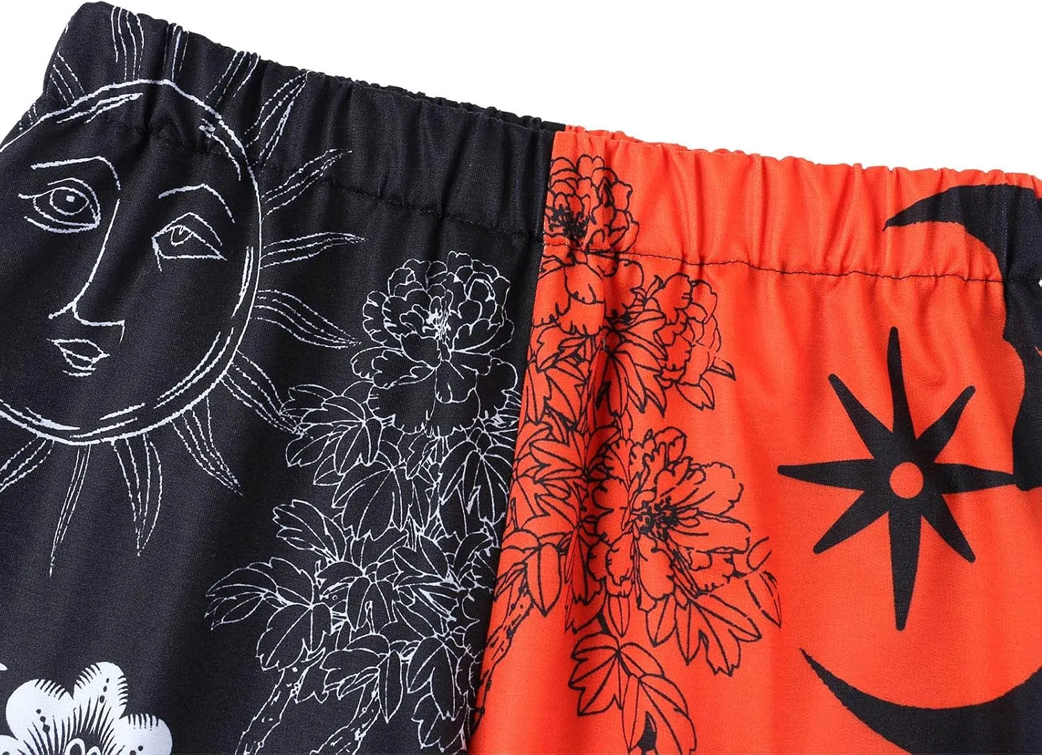Amuver Women's Boho Hippie Harem Pants High Smocked Waist Printed Patchwork Sweatpants Yoga 90S Goth Baggy Casual Trousers