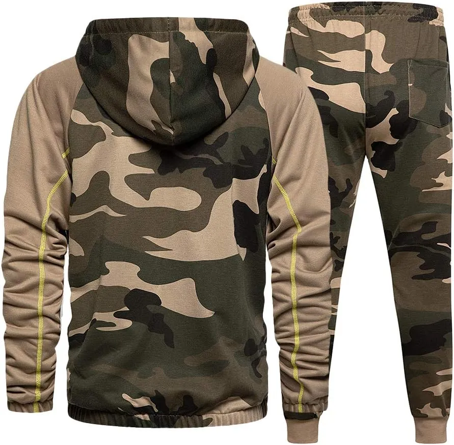 AOTORR Mens Sweatsuits 2 Piece Casual Tracksuits Camo Hoodie Jogging Sweatpants Suit
