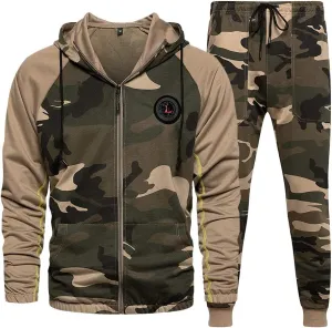 AOTORR Mens Sweatsuits 2 Piece Casual Tracksuits Camo Hoodie Jogging Sweatpants Suit