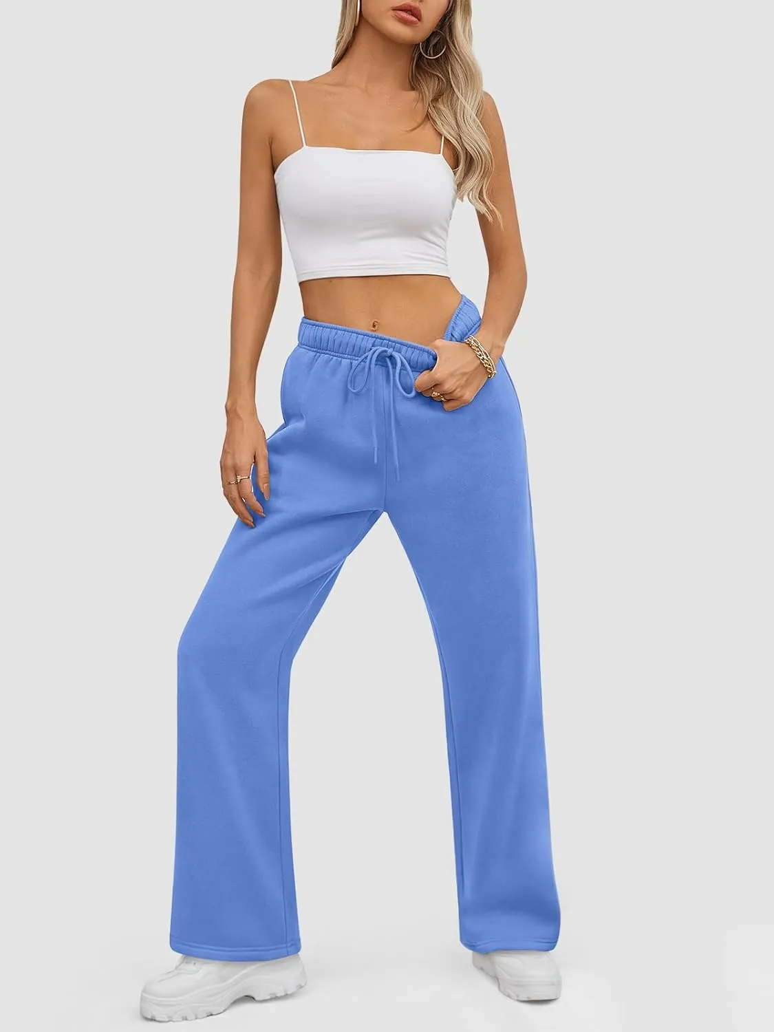 ATHMILE Womens Sweatpants 2025 Baggy Wide Fleece Lined Straight Leg Pants