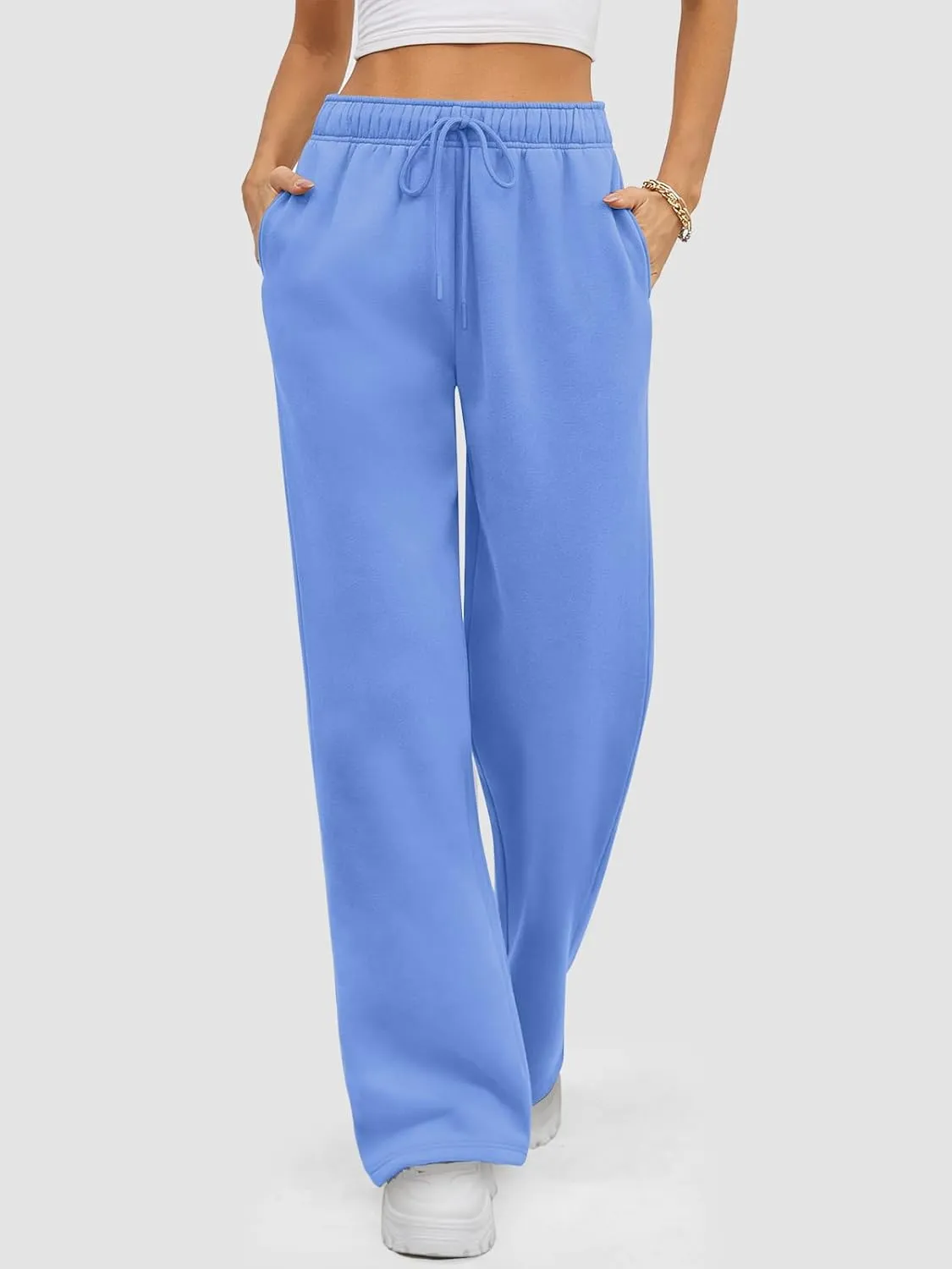 ATHMILE Womens Sweatpants 2025 Baggy Wide Fleece Lined Straight Leg Pants