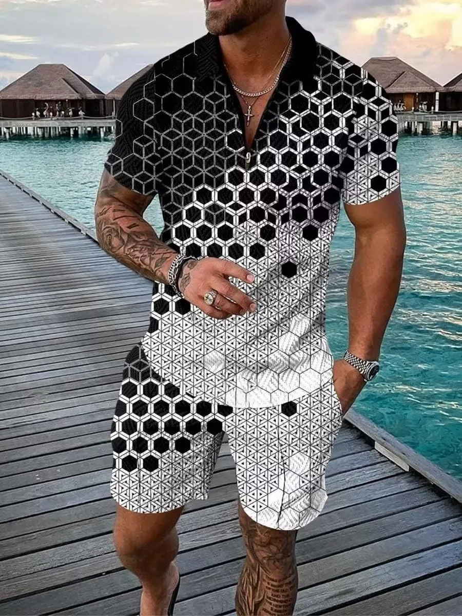 BIRW Mens Short Sets 2 Piece Outfits Polo Shirt Fashion Summer Tracksuits Casual Set Short Sleeve and Shorts Set for Men