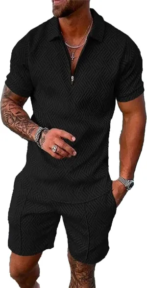 BIRW Mens Track Suits 2 Piece Summer Short Sets Outfits Fashion Polo Shirt Casual Short Sleeve and Shorts set