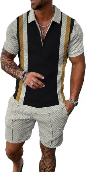 BIRW Mens Track Suits 2 Piece Summer Short Sets Outfits Fashion Polo Shirt Casual Short Sleeve and Shorts set