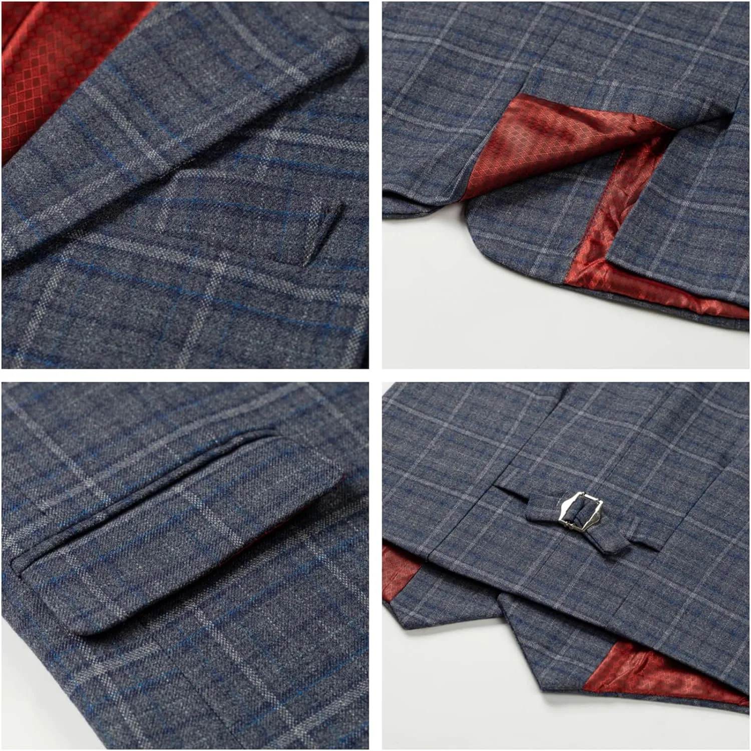 Boys Formal Suit Set Kids Toddler Tuxedo Slim Fit Plaid Suits for Teenage Boys 5-Piece Wedding Party Outfit