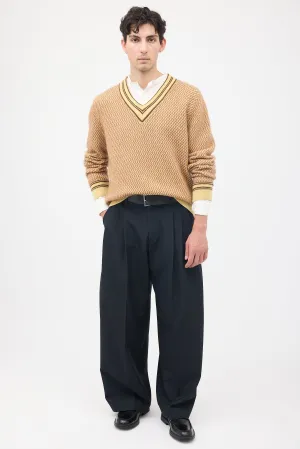 Brown & Yellow Cashmere Clarinet Sweater
