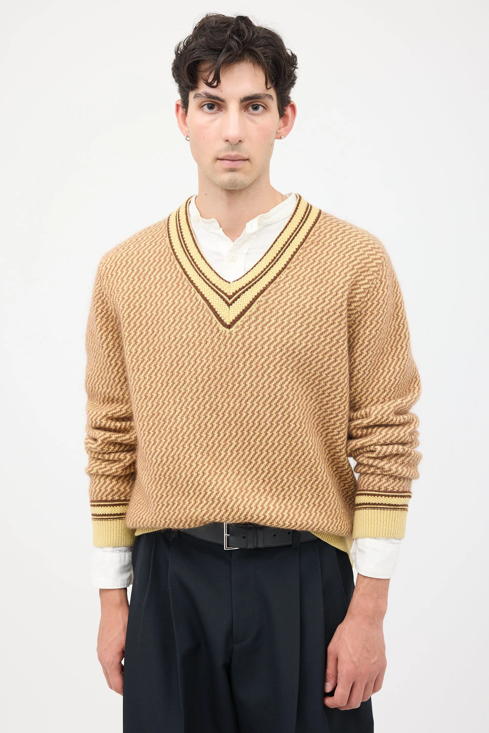 Brown & Yellow Cashmere Clarinet Sweater