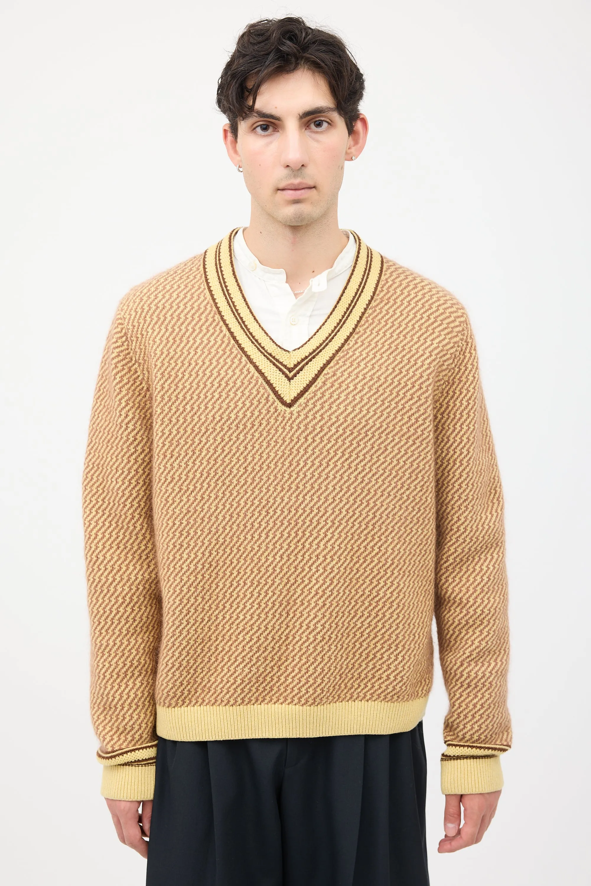 Brown & Yellow Cashmere Clarinet Sweater