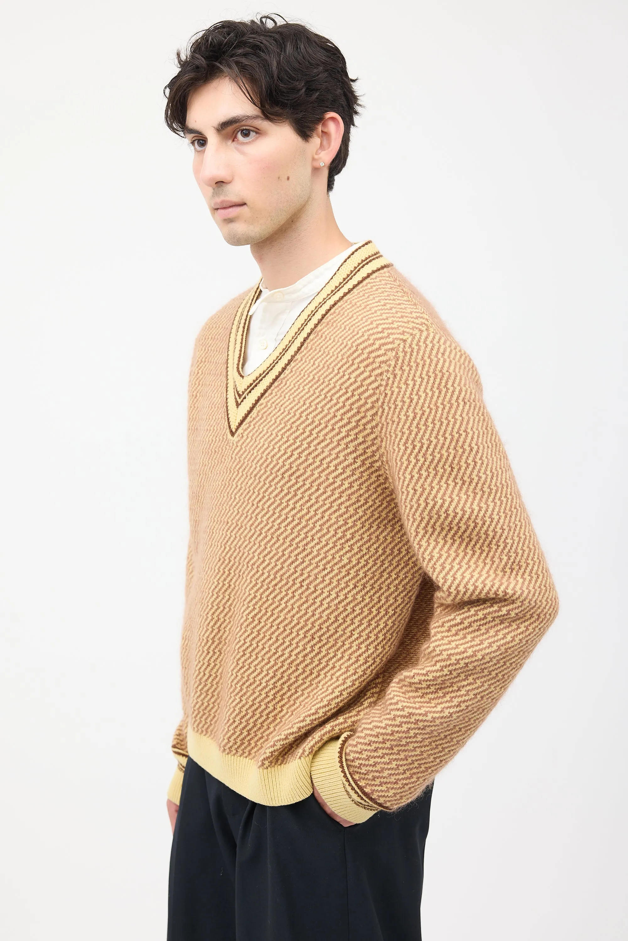 Brown & Yellow Cashmere Clarinet Sweater