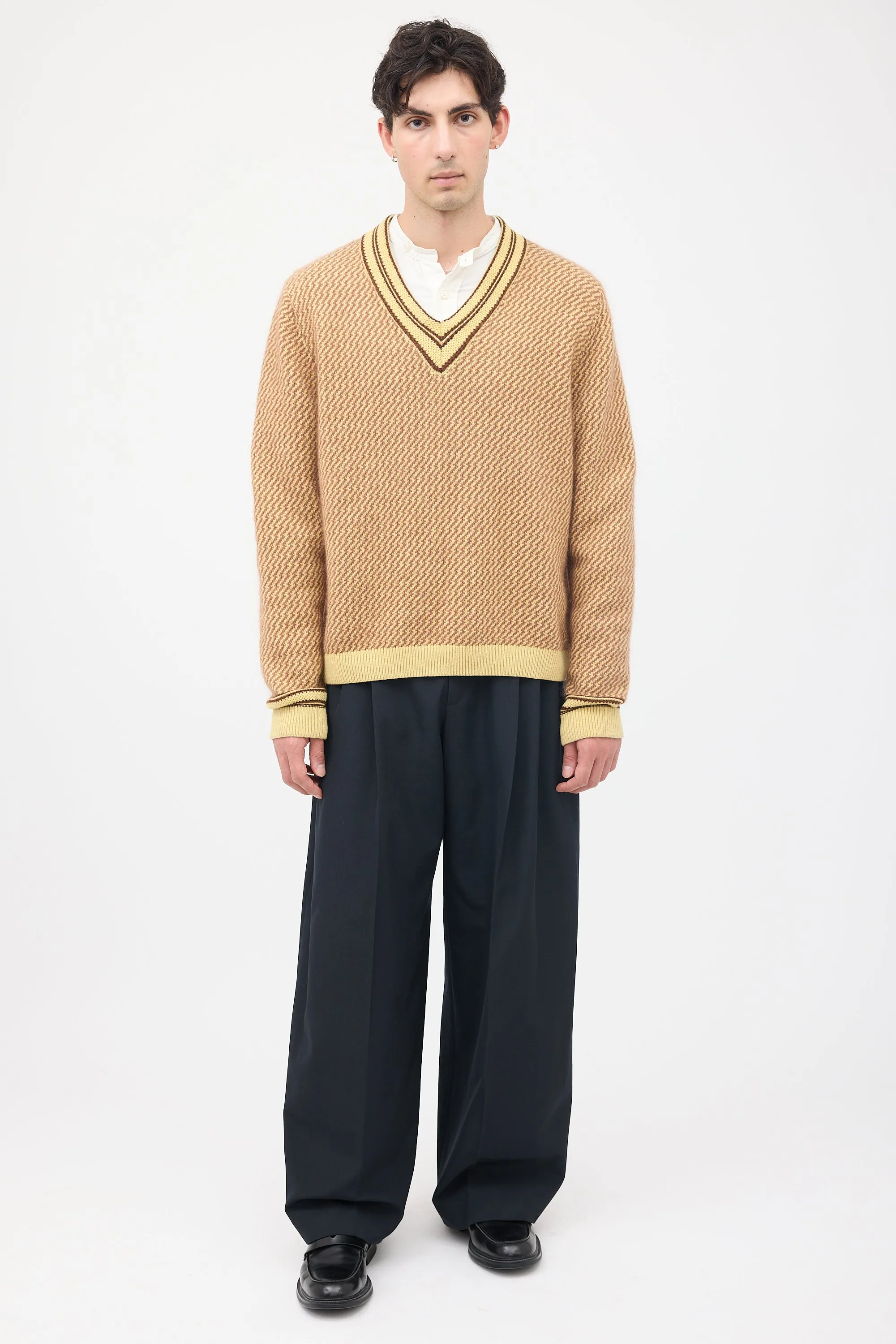 Brown & Yellow Cashmere Clarinet Sweater