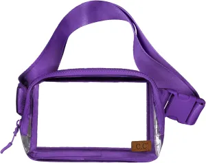 C.C Clear Fanny Pack For Women Unisex - TPU Daily Waist Crossbody Belt bag With Adjustable Strap (Purple)