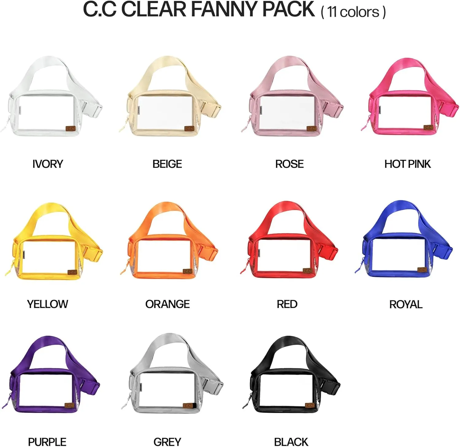 C.C Clear Fanny Pack For Women Unisex - TPU Daily Waist Crossbody Belt bag With Adjustable Strap (Purple)