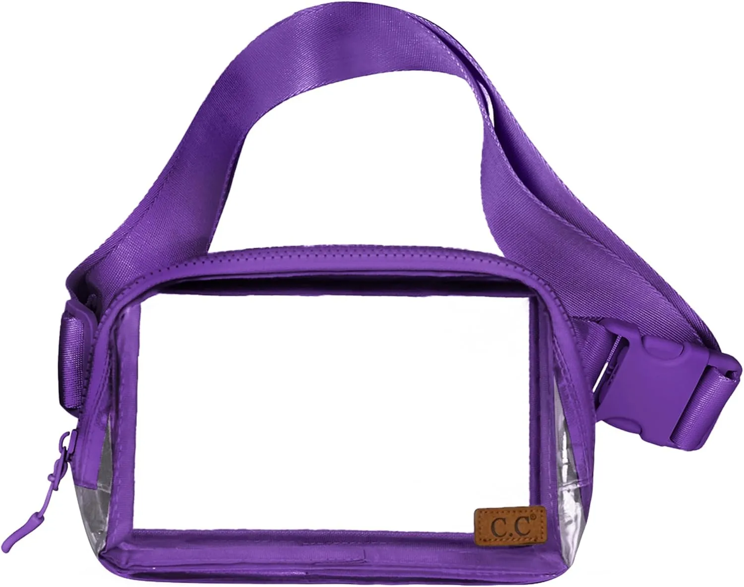 C.C Clear Fanny Pack For Women Unisex - TPU Daily Waist Crossbody Belt bag With Adjustable Strap (Purple)