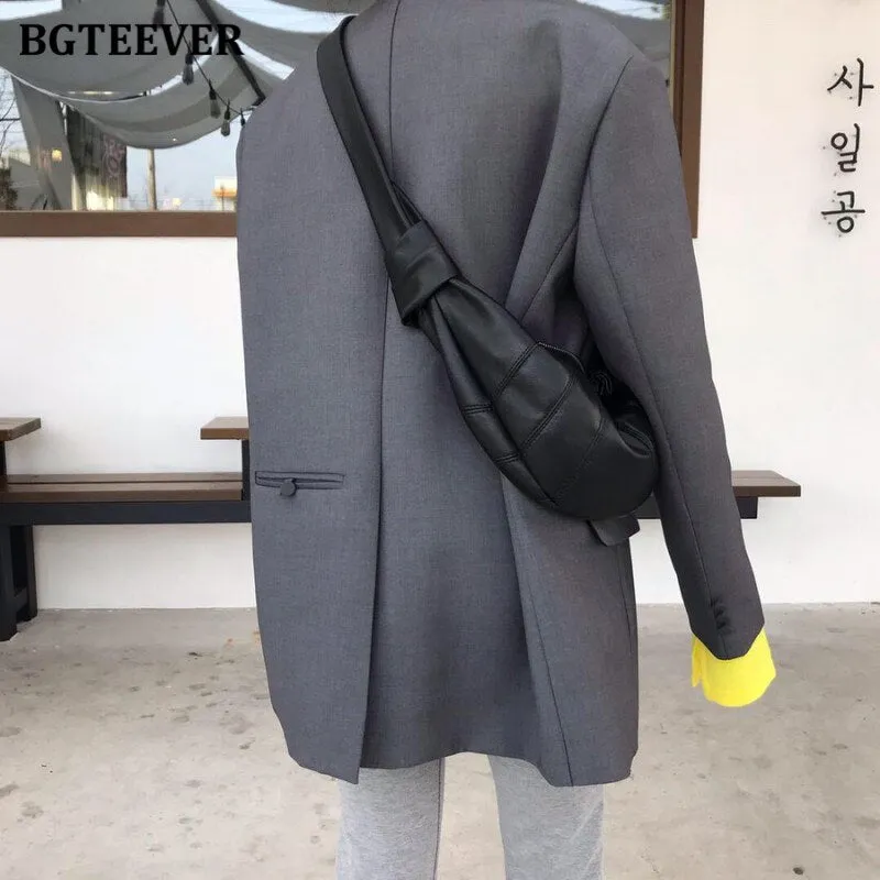 Christmas Gift Joskaa Fashion Buttons Loose Blazer for Women Chic Long Sleeve Pockets Women Suit Jackets 2020 Autumn Winter Female Outwear