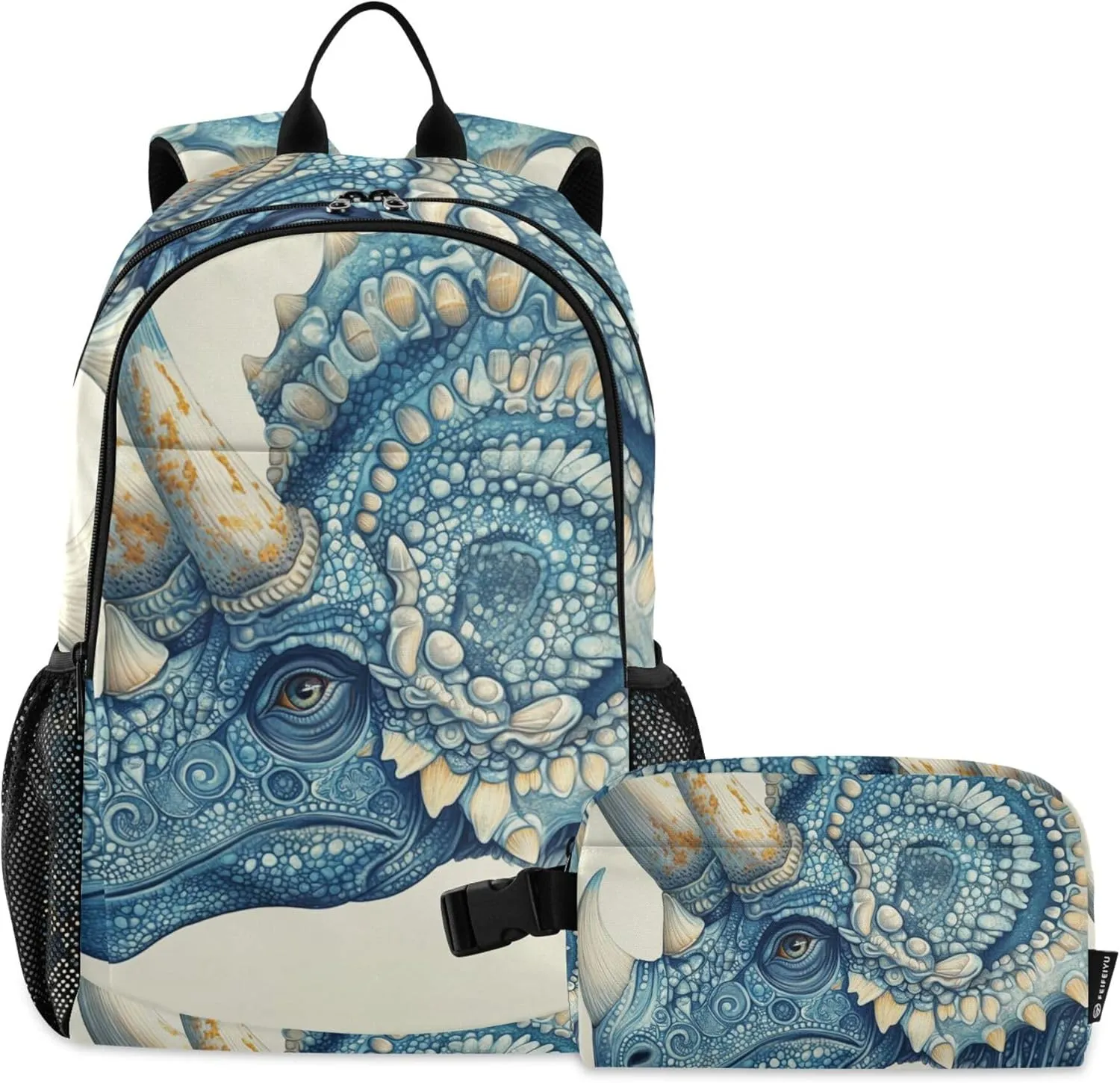 Dinosaur Triceratops Cool Backpack with Lunch Bag, Travel Backpack for Boys Girls Kids Backpacks Set
