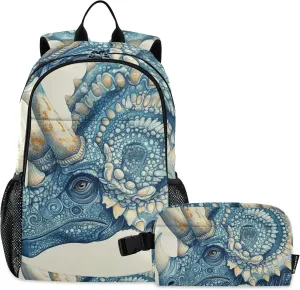 Dinosaur Triceratops Cool Backpack with Lunch Bag, Travel Backpack for Boys Girls Kids Backpacks Set