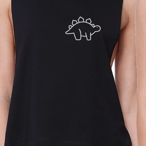Dinosaurs BFF Matching Black Crop Tops