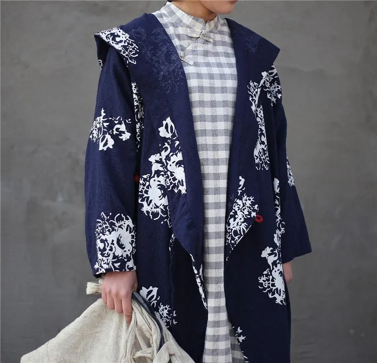 Dragon Empire Loose Hooded Linen Cardigan | Lotus