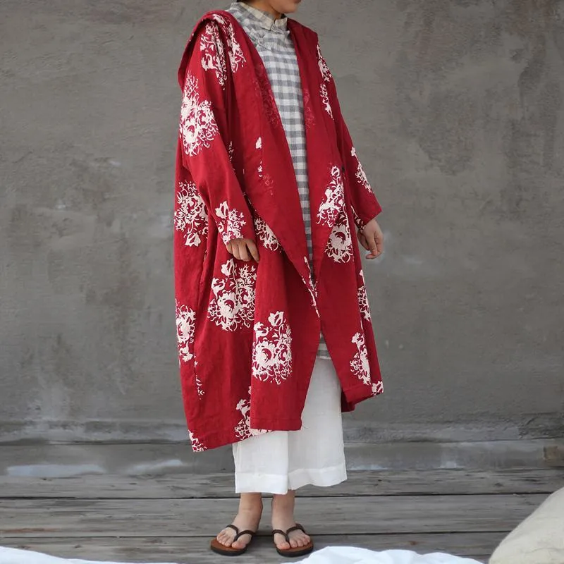 Dragon Empire Loose Hooded Linen Cardigan | Lotus