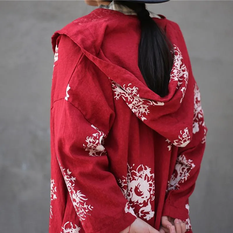 Dragon Empire Loose Hooded Linen Cardigan | Lotus