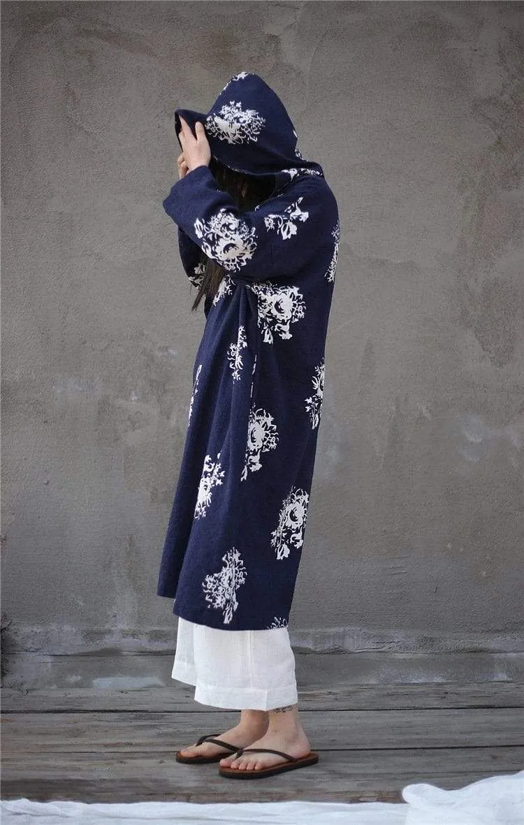 Dragon Empire Loose Hooded Linen Cardigan | Lotus
