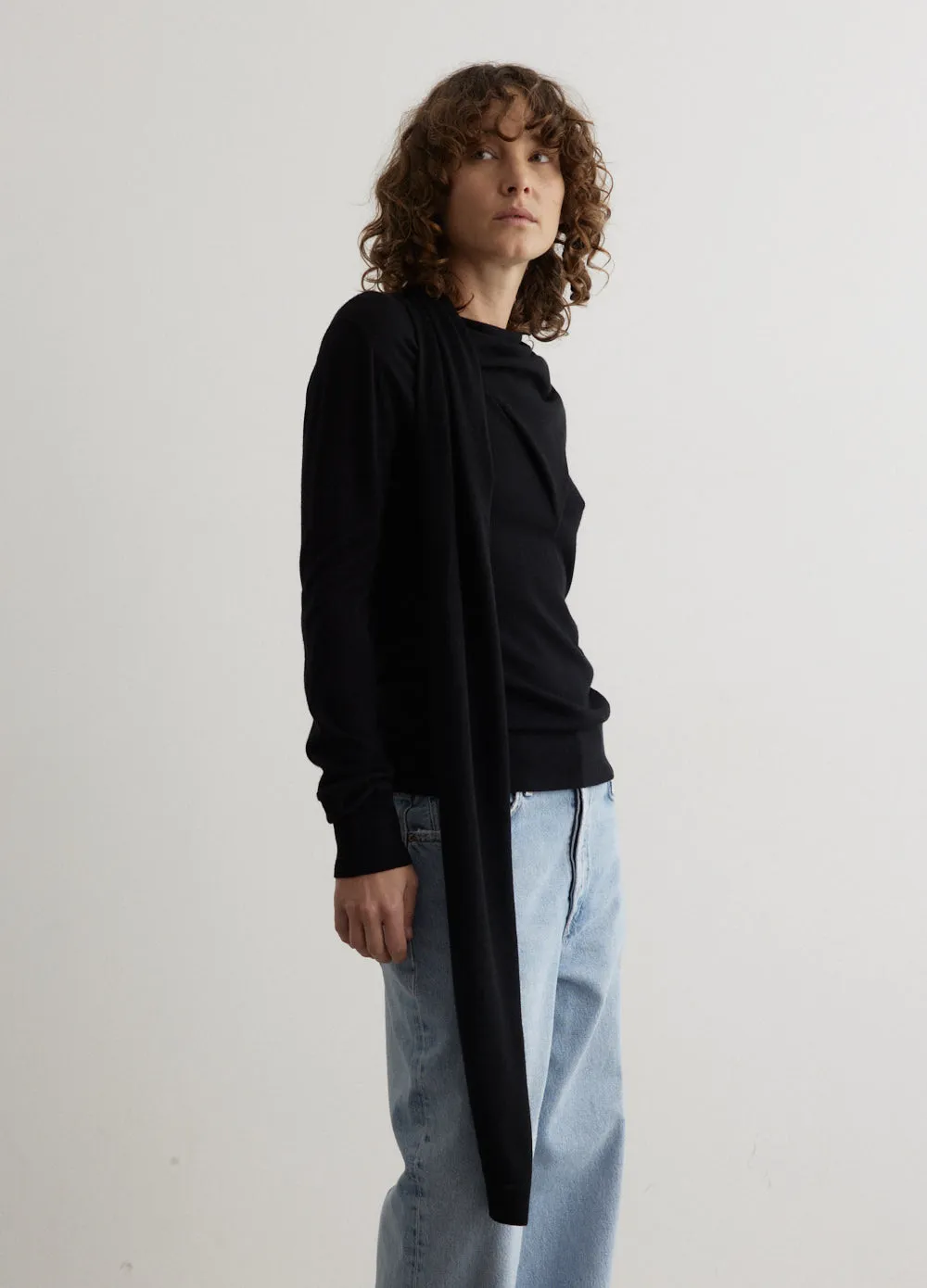 Draped Scarf Fine Knit