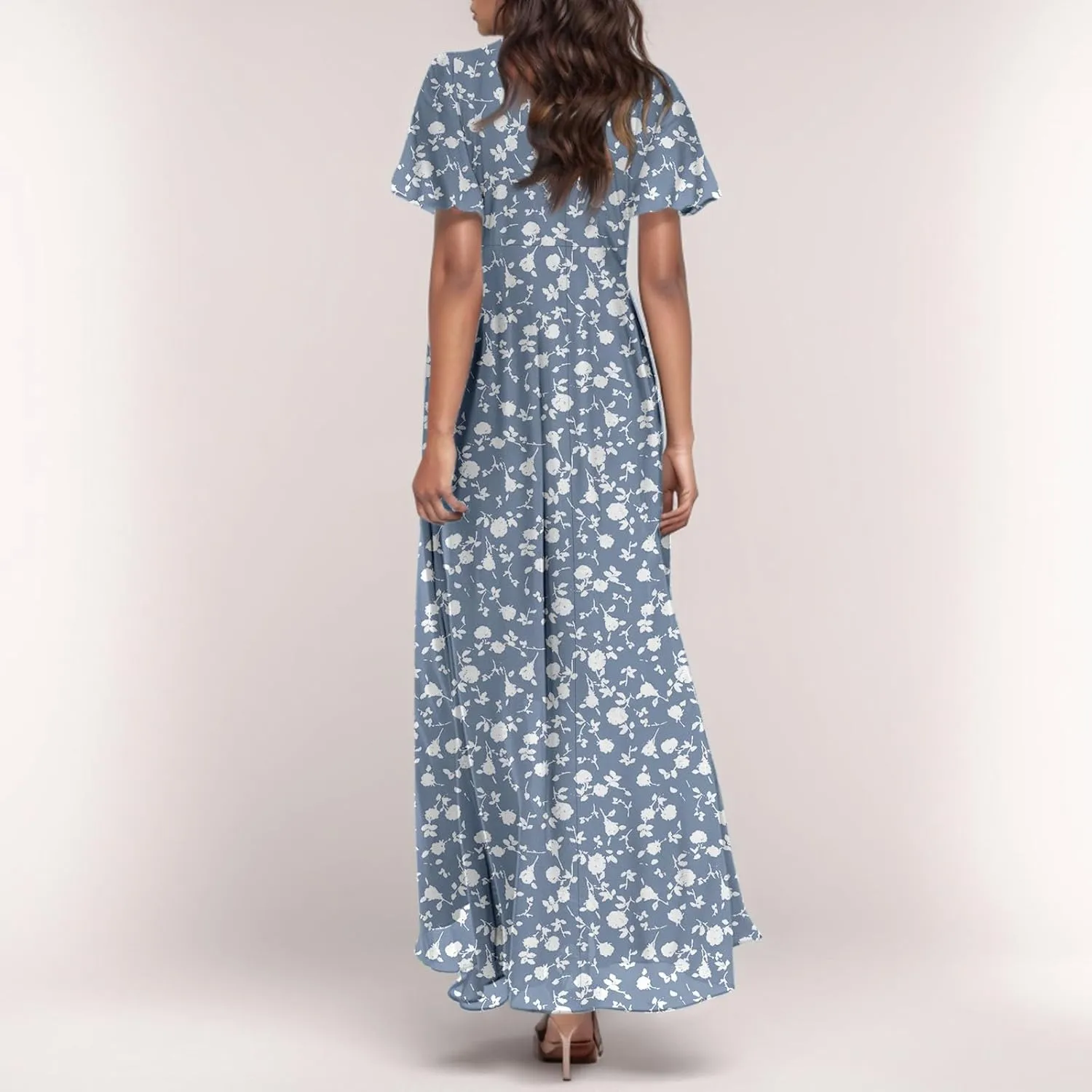 Easter Dress for Women Chiffon Dresses Swing Flowy Ruffle Hem Swing Womens Dresses Summer Beach Casual Dresses