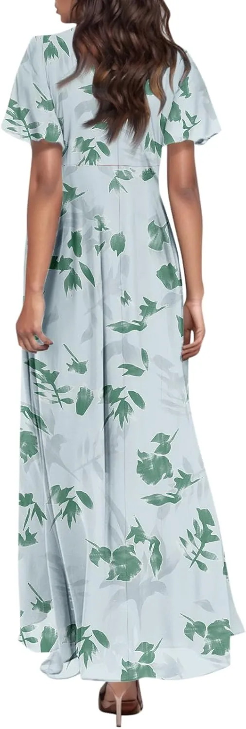 Easter Dress for Women Chiffon Dresses Swing Flowy Ruffle Hem Swing Womens Dresses Summer Beach Casual Dresses
