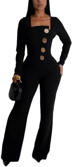 Elegant Jumpsuit for Women Dressy Sexy Plus Size Wide Leg Pant Suit One Piece Party Outfits