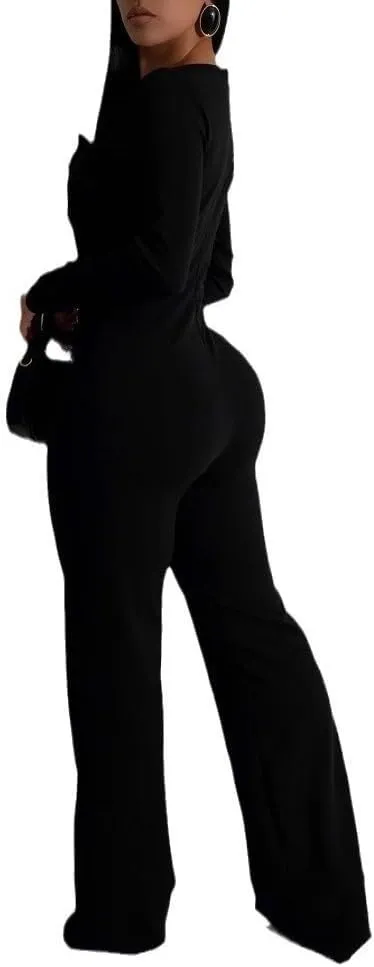 Elegant Jumpsuit for Women Dressy Sexy Plus Size Wide Leg Pant Suit One Piece Party Outfits