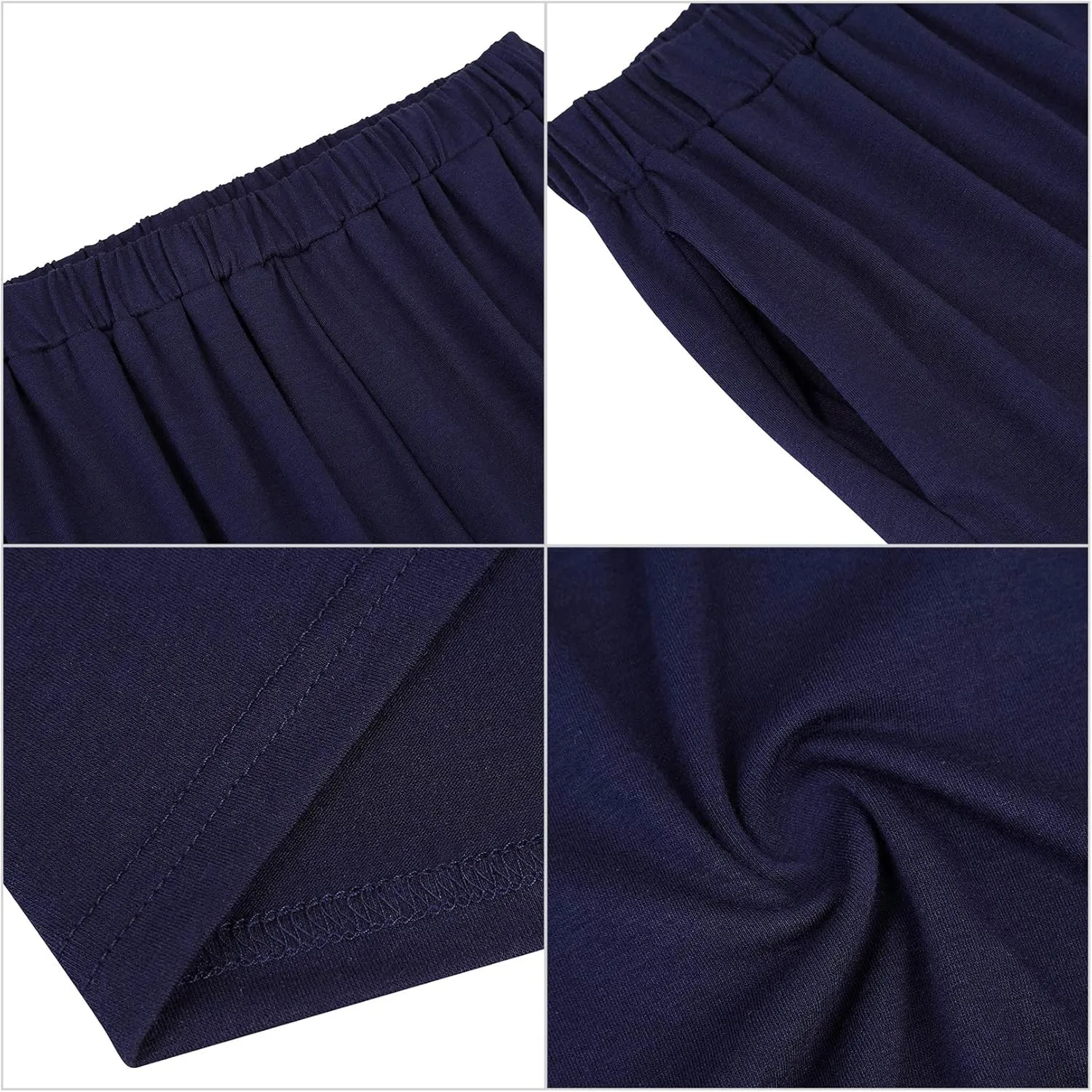 GlorySunshine Women's Elastic Waist Solid Palazzo Casual Wide Leg Pants with Pockets
