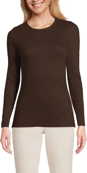 Lands' End Women's Cotton Rib Knit T-Shirt