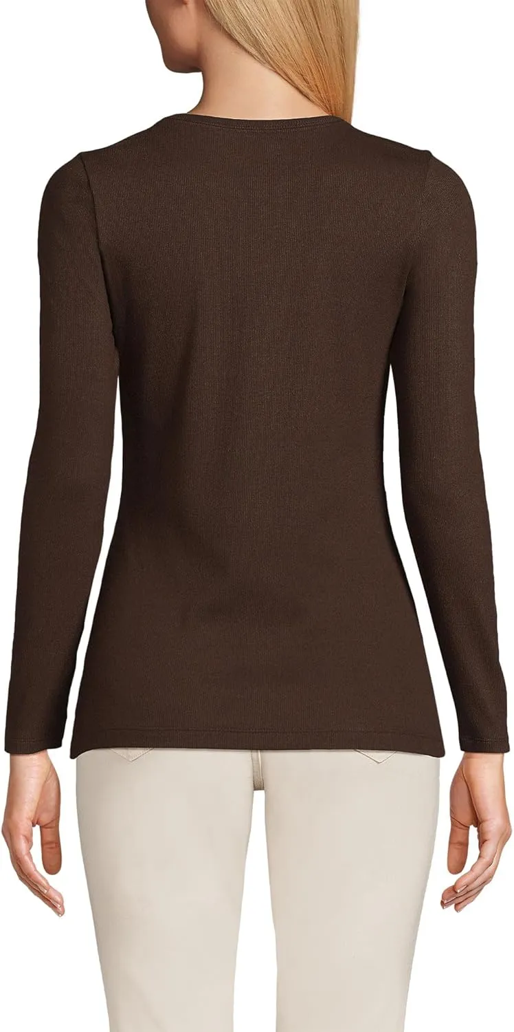 Lands' End Women's Cotton Rib Knit T-Shirt