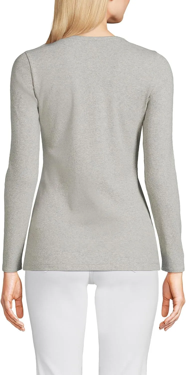Lands' End Women's Cotton Rib Knit T-Shirt