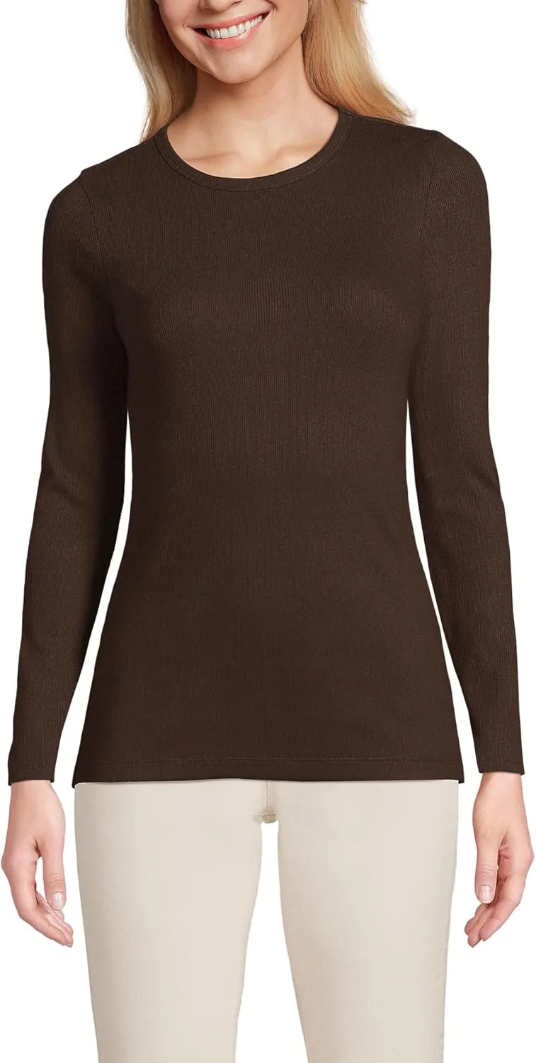 Lands' End Women's Cotton Rib Knit T-Shirt