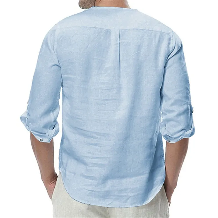 Men's Long Sleeve Cotton Linen Long Sleeve Cotton Breathable Shirts