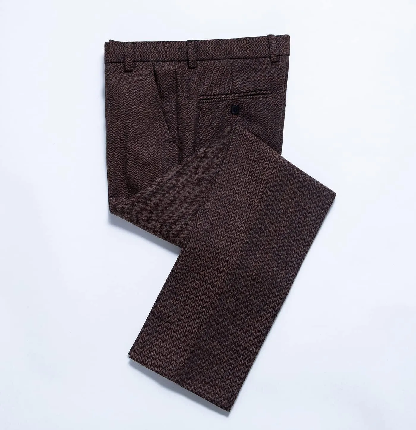 Mens Suit 3 Pieces Formal Tweed Herringbone Dress Suit Prom Tuxedos Groomsmen(Blazer Vest Pant)