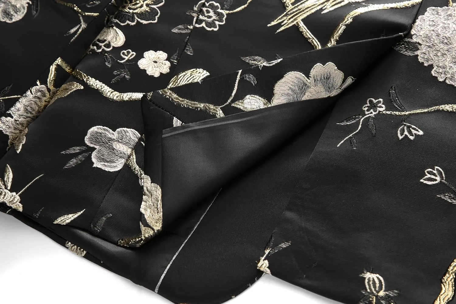 MOGU Mens 3 Piece Suit Slim Fit Tuxedo Floral Print Jacket Vest Pants Set for Wedding Prom Dinner