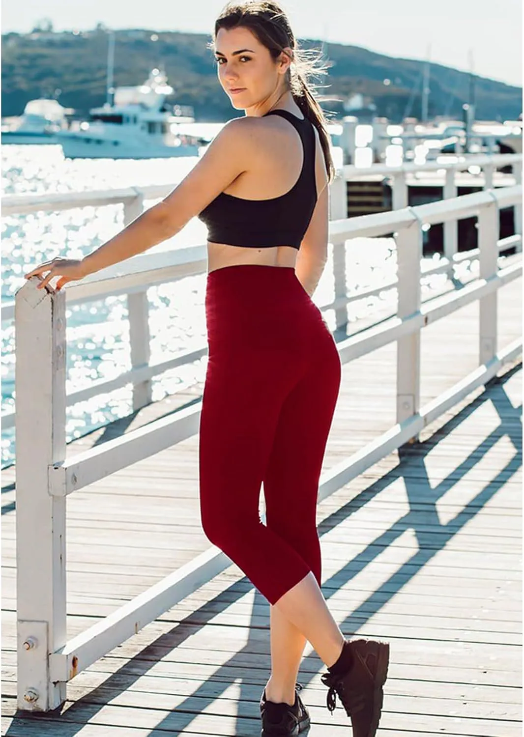 NEW YOUNG 3 Pack Capri Leggings for Women with Pockets-High Waisted Tummy Control Workout Gym Yoga Pants