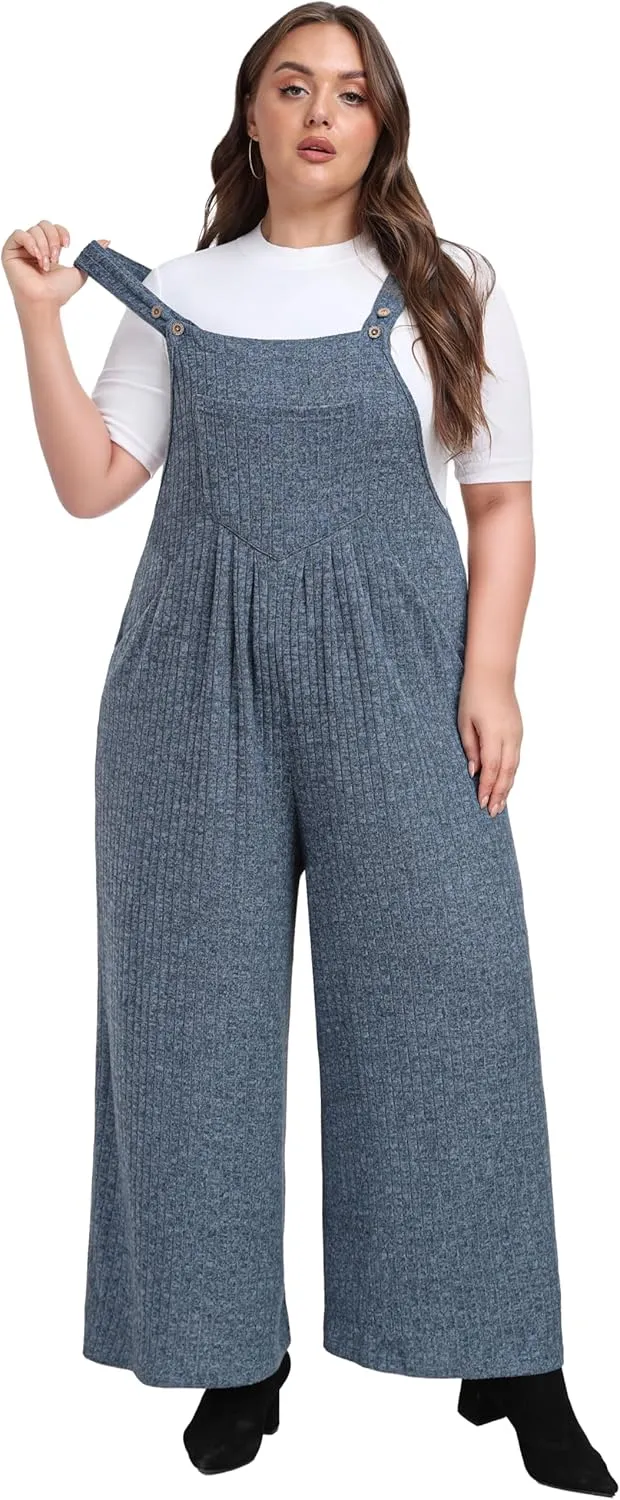 OLRIK Plus Size Winter Clothes For Women Adjustable Jumpsuits Overall With Pockets Casual 2025 Spring Fasion Romper