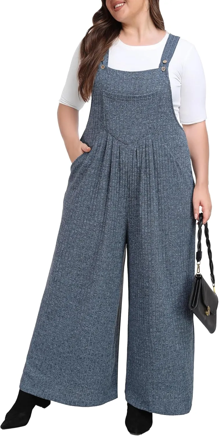 OLRIK Plus Size Winter Clothes For Women Adjustable Jumpsuits Overall With Pockets Casual 2025 Spring Fasion Romper