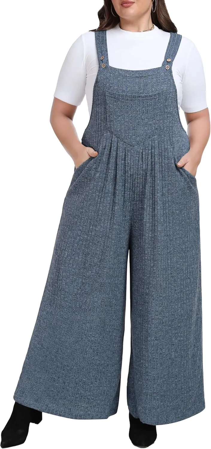 OLRIK Plus Size Winter Clothes For Women Adjustable Jumpsuits Overall With Pockets Casual 2025 Spring Fasion Romper