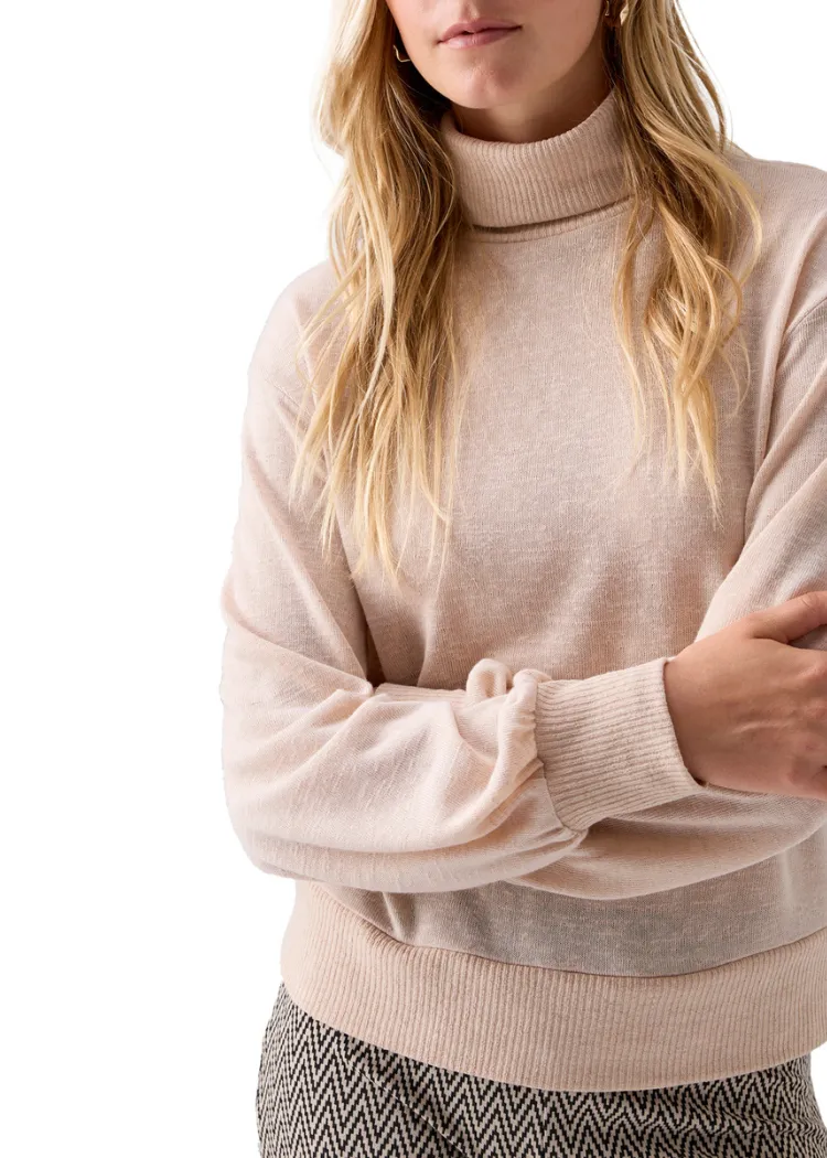 Sanctuary Ruched Sleeve Turtleneck Top - Toasted Marshmallow *** FINAL SALE ***