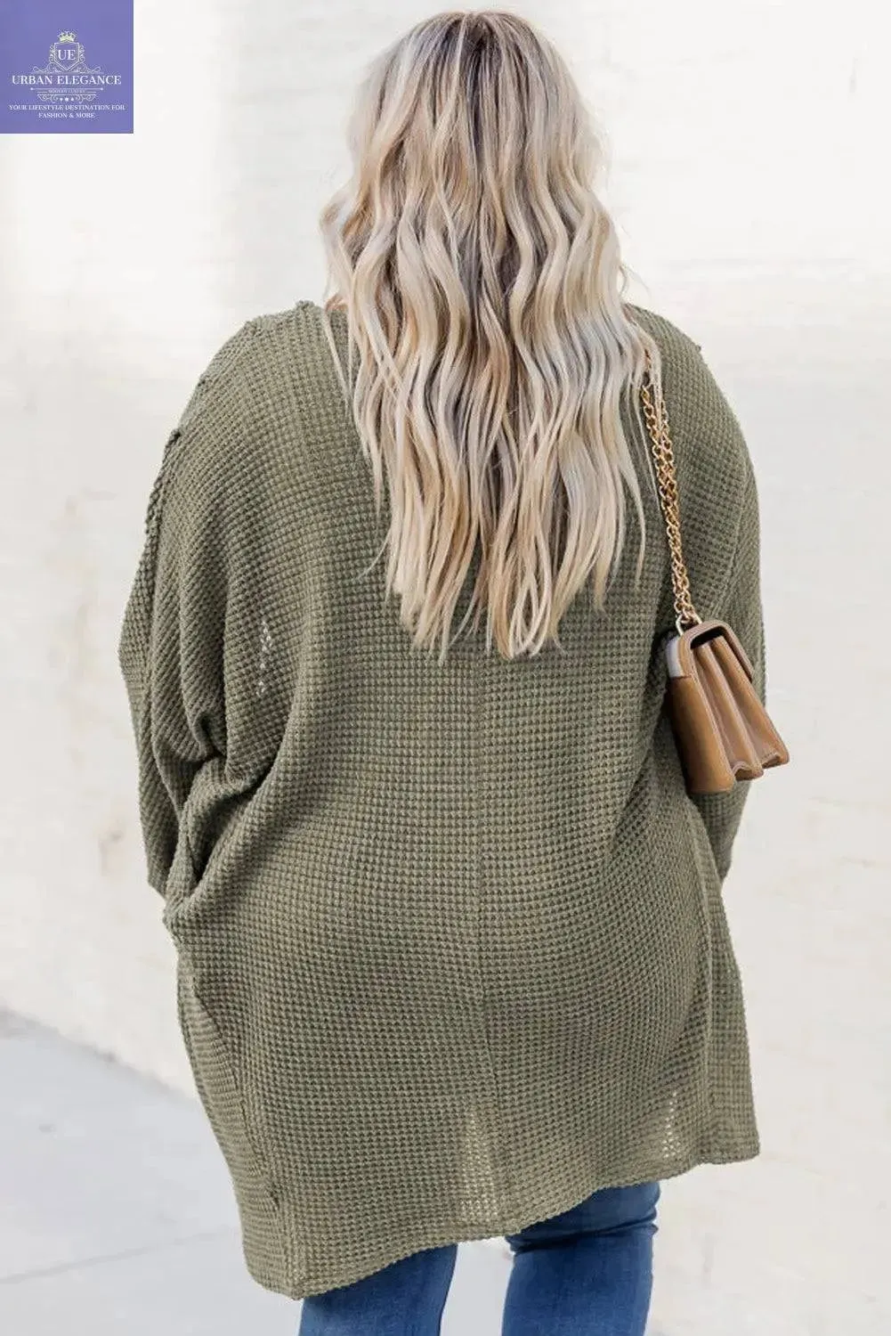 Seagrass Waffle Knit Plus Size Cardigan