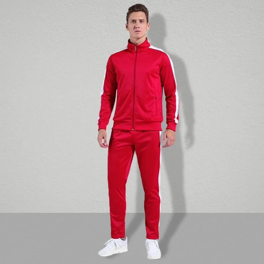 Shinestone Mens Tracksuit Set Sports Gym Training Suits Sportswear Sets with Full Zipper for Men