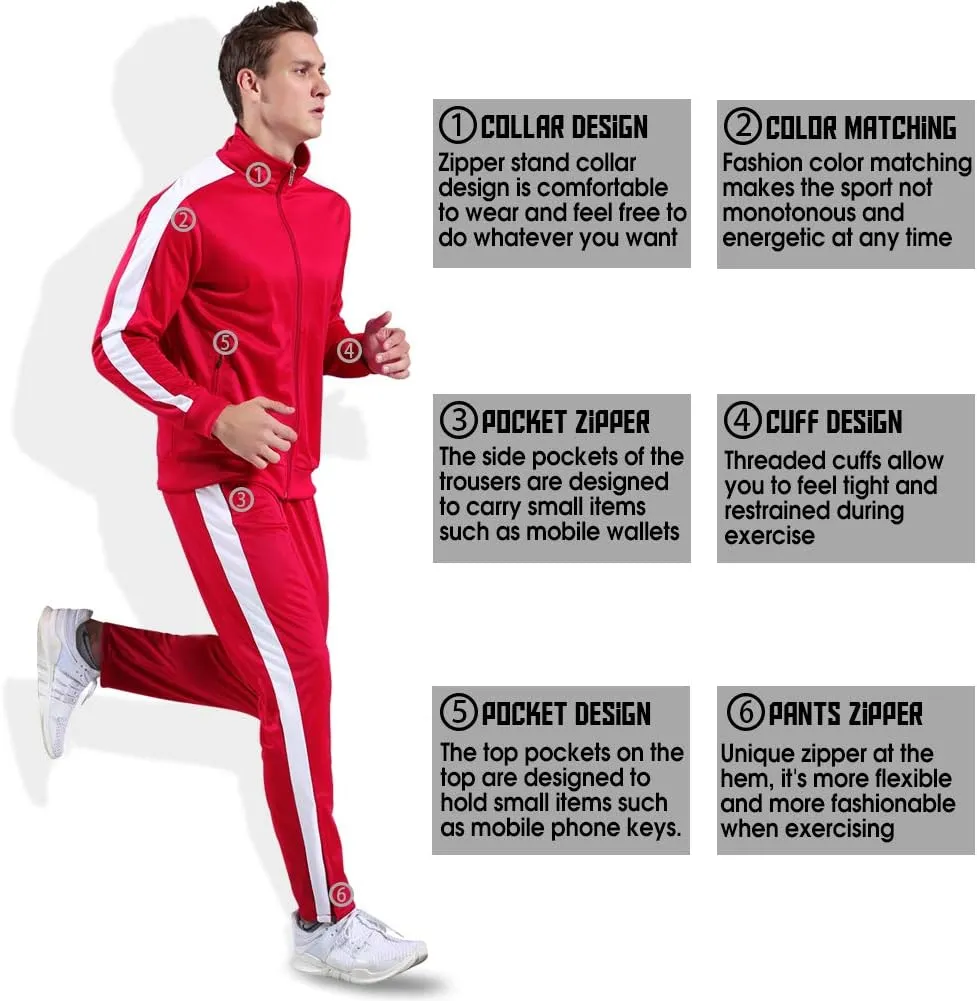 Shinestone Mens Tracksuit Set Sports Gym Training Suits Sportswear Sets with Full Zipper for Men